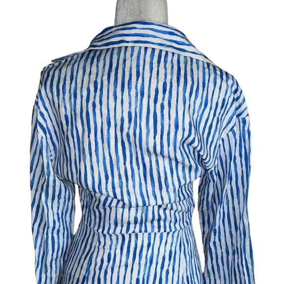 NWT Zara Blue & White Striped Linen Blend Cutout Midriff Twist Mini Dress - XS - Picture 12 of 16